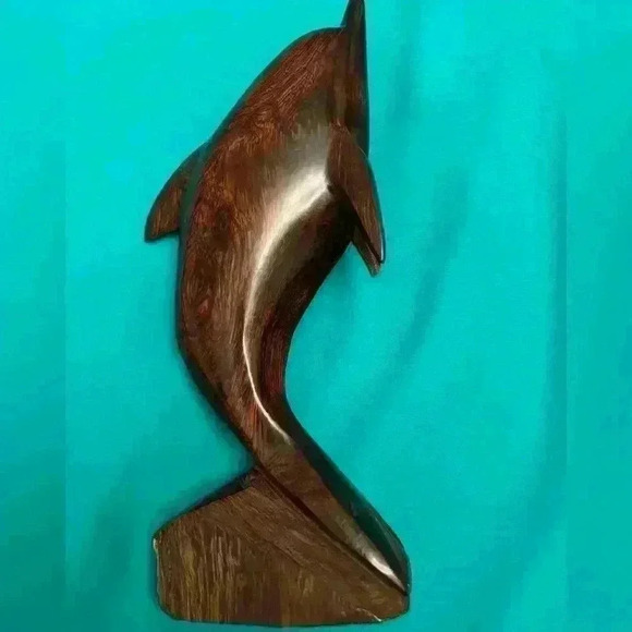 Dolphin Wooden Hand Carved Sculpture Ironwood Vintage - Heavy - Picture 2 of 4